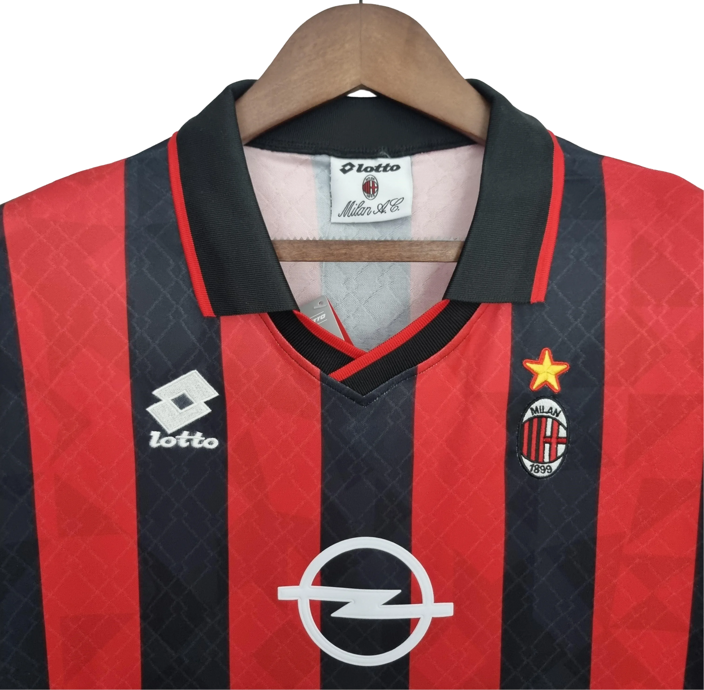 1995/1996 AC Milan Retro Jersey - Home & OPEL Edition at GoVintageJersey Store