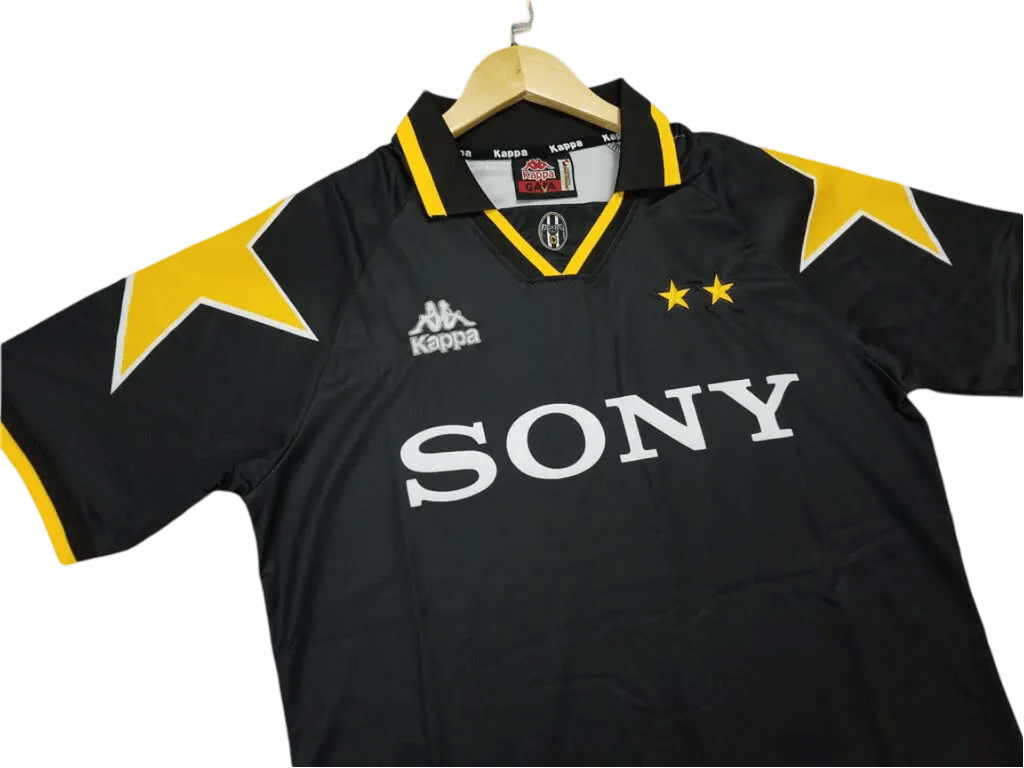 1995/1997 Juventus Retro Jersey - SONY Away Black Edition at GoVintageJersey Store