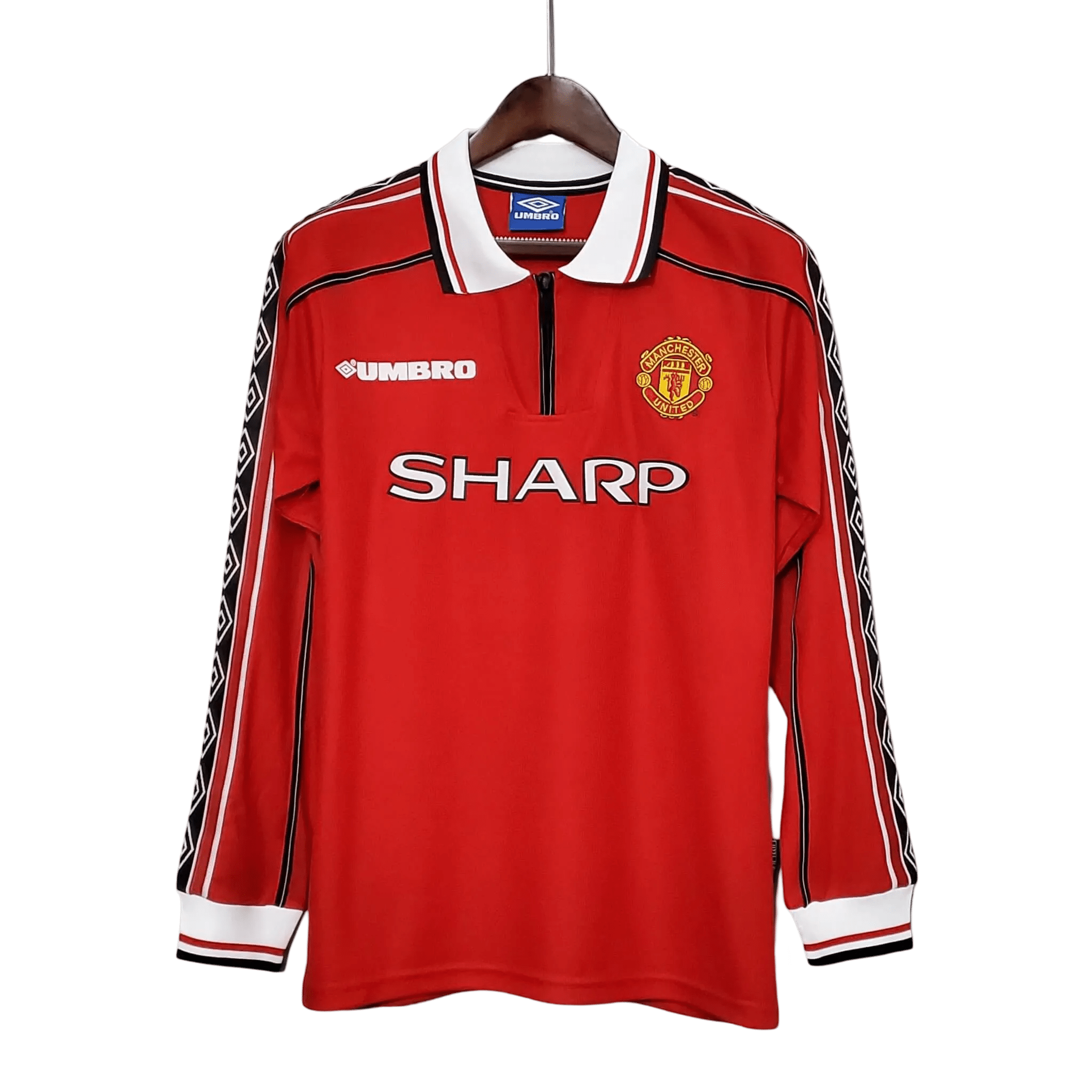ManchesterUnited 98/00ホームユニフォーム長袖 SHARP 1998/2000 Manchester United SHARP Home Retro Kit – Long Sleeve