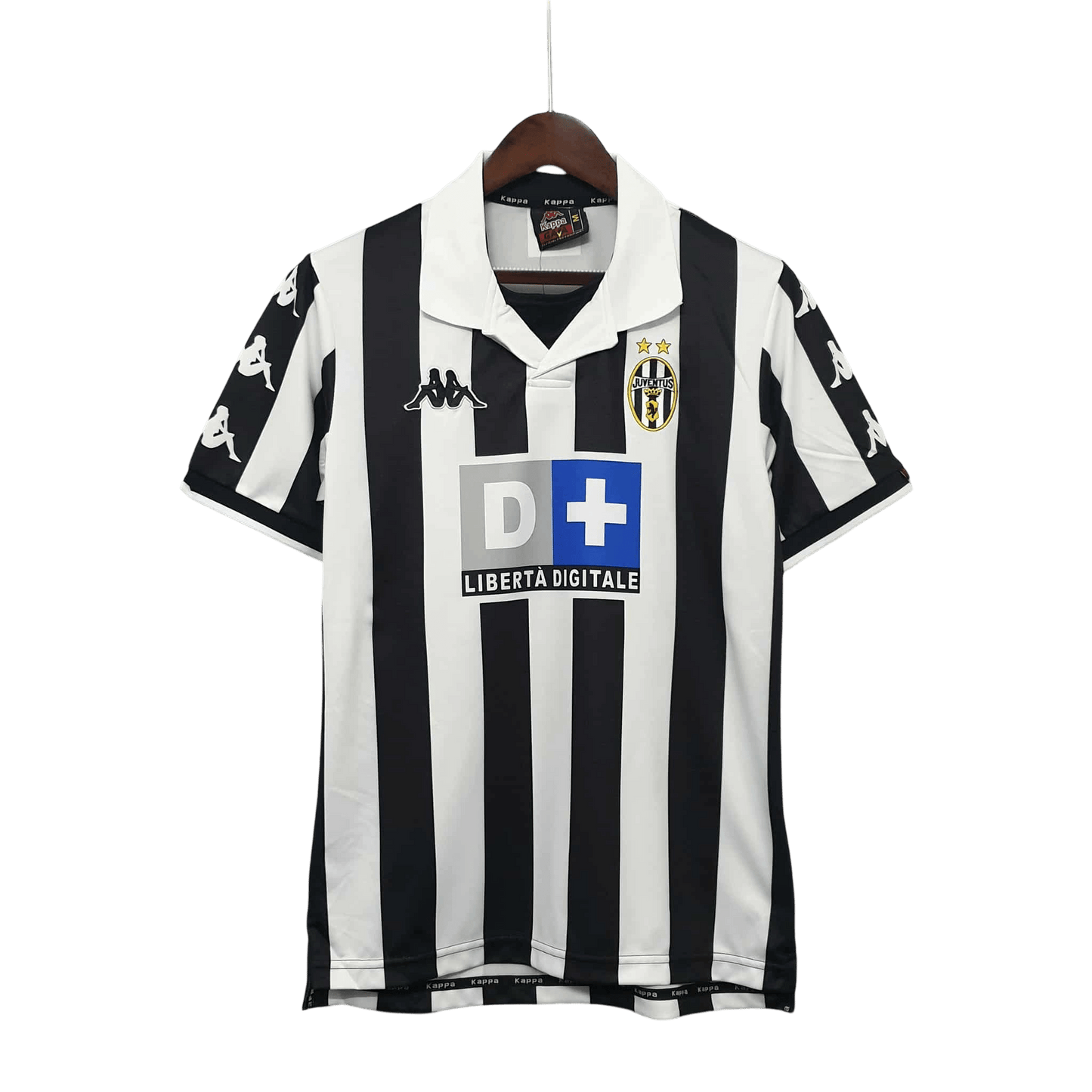 1999/2000 Juventus Retro Jersey - Black and White D+ Liberta Digitale Home Edition at GoVintageJersey Store