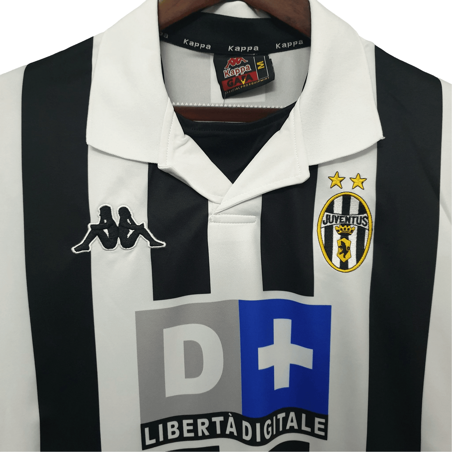 1999/2000 Juventus Retro Jersey - Black and White D+ Liberta Digitale Home Edition at GoVintageJersey Store