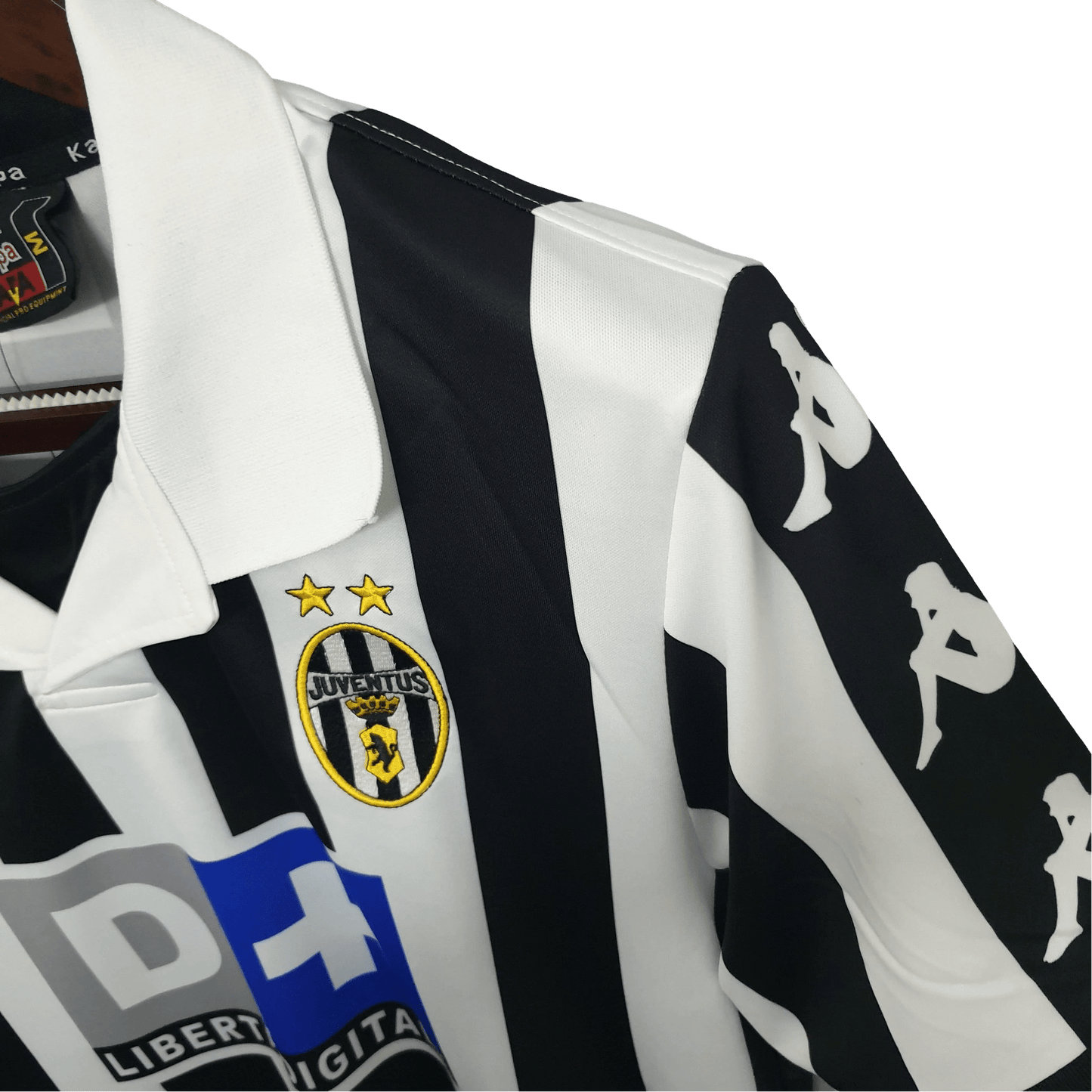 1999/2000 Juventus Retro Jersey - Black and White D+ Liberta Digitale Home Edition at GoVintageJersey Store
