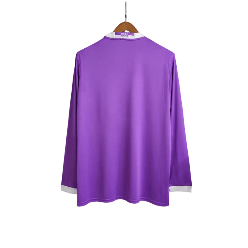 2016/2017 Real Madrid Fly Emirates - UCL Final Away Purple Retro Kit - Long Sleeves at GoVintageJersey Store