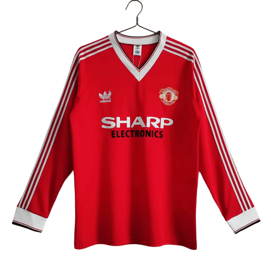 1983 Manchester United SHARP Electronics - Home Retro Kit – Long Sleeves - ClassicKits433 - GovintageJersey