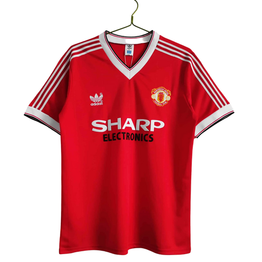 1983 Manchester United SHARP ELECTRONICS - Home Retro Kit – Short Sleeves - ClassicKits433 - GovintageJersey