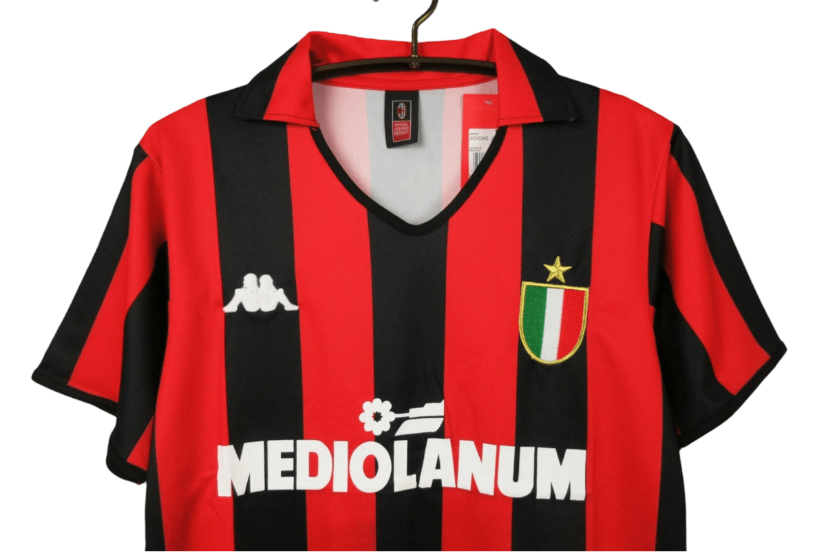 1988/1990 AC Milan Retro Jersey - Home & MEDIOLANUM Edition at GoVintageJersey