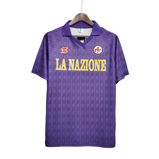 1989/1990 Fiorentina Florence LA NAZIONE Home Retro Kit - ClassicKits433 - GovintageJersey