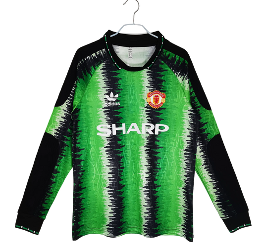 1990/1991 Manchester United SHARP - Goalkeeper green Retro Kit – Long Sleeves - ClassicKits433 - GovintageJersey