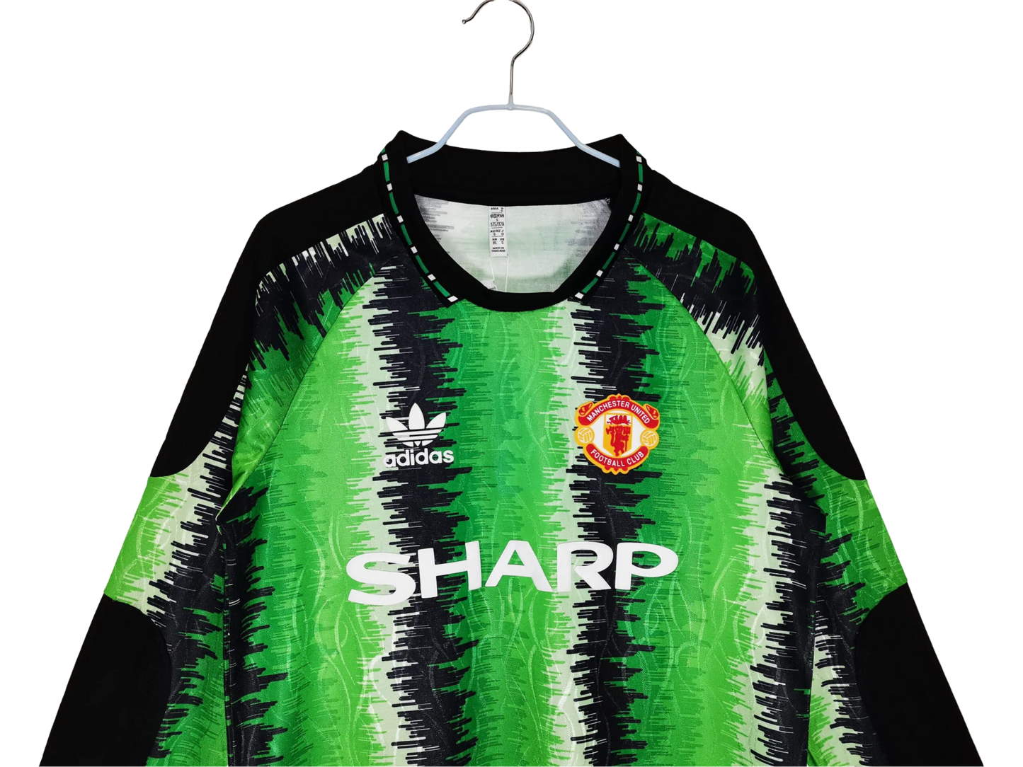 1990/1991 Manchester United SHARP - Goalkeeper green Retro Kit – Long Sleeves - ClassicKits433 - GovintageJersey