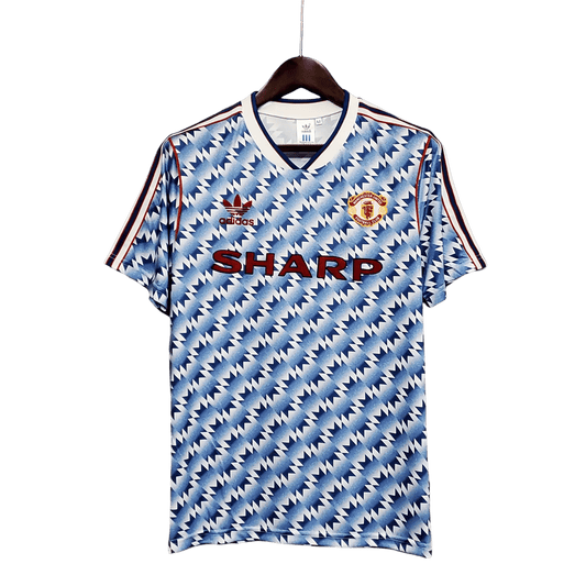 1990/1992 Manchester United SHARP - Blue Flower Away Retro kit - ClassicKits433 - GovintageJersey