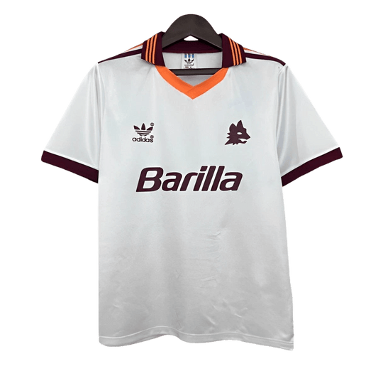 1991/1992 AS ROMA Barilla White Away Retro Kit at GoVintageJersey Store