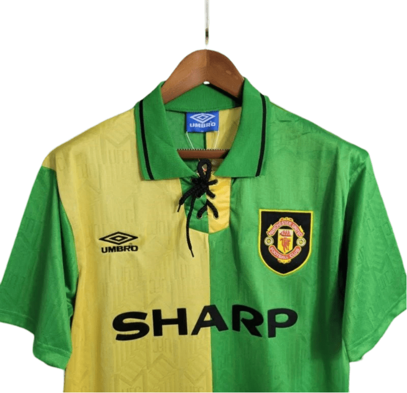 1992/1994 Manchester United SHARP - Green & Yellow Third Retro Kit - ClassicKits433 - GovintageJersey