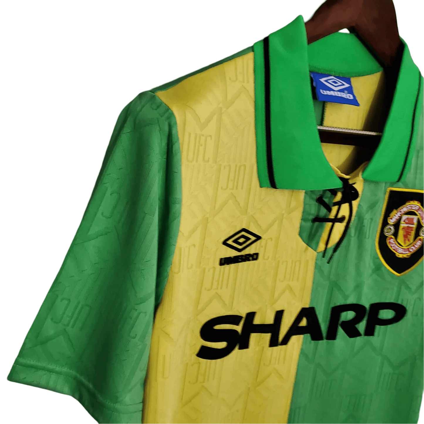 1992/1994 Manchester United SHARP - Green & Yellow Third Retro Kit - ClassicKits433 - GovintageJersey