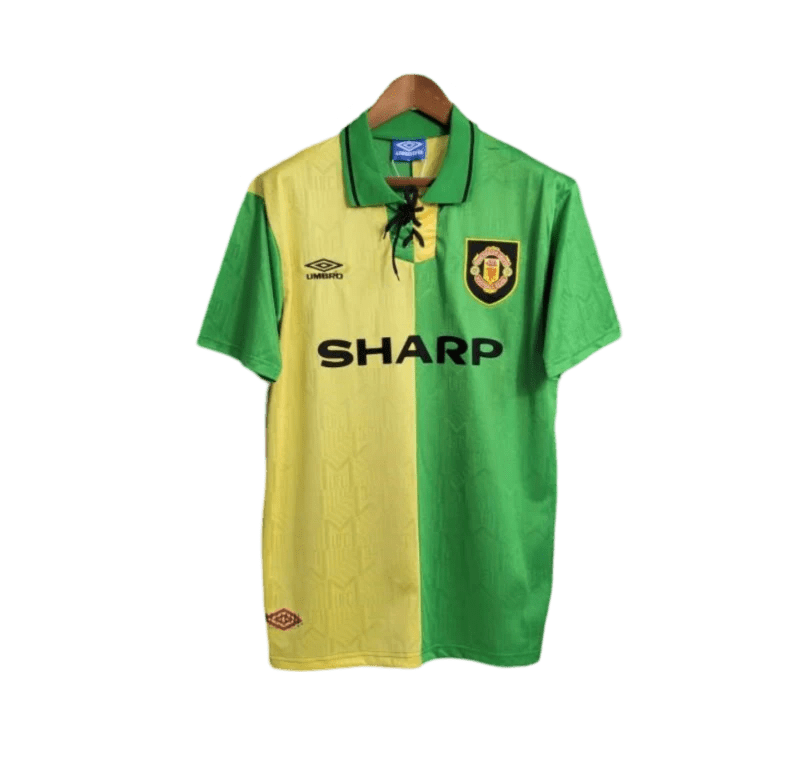 1992/1994 Manchester United SHARP - Green & Yellow Third Retro Kit - ClassicKits433 - GovintageJersey