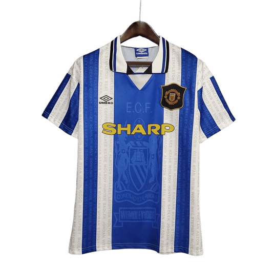 1994/1996 Manchester United SHARP - Blue & White Third Retro Kit - ClassicKits433 - GovintageJersey