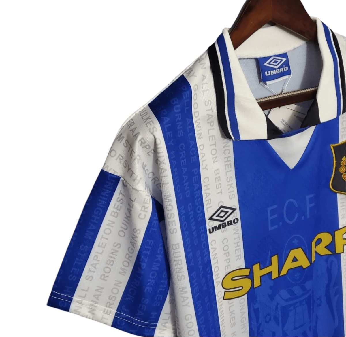 1994/1996 Manchester United SHARP - Blue & White Third Retro Kit - ClassicKits433 - GovintageJersey