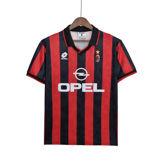 1995/1996 AC Milan Retro Jersey - Home & OPEL Edition at GoVintageJersey Store