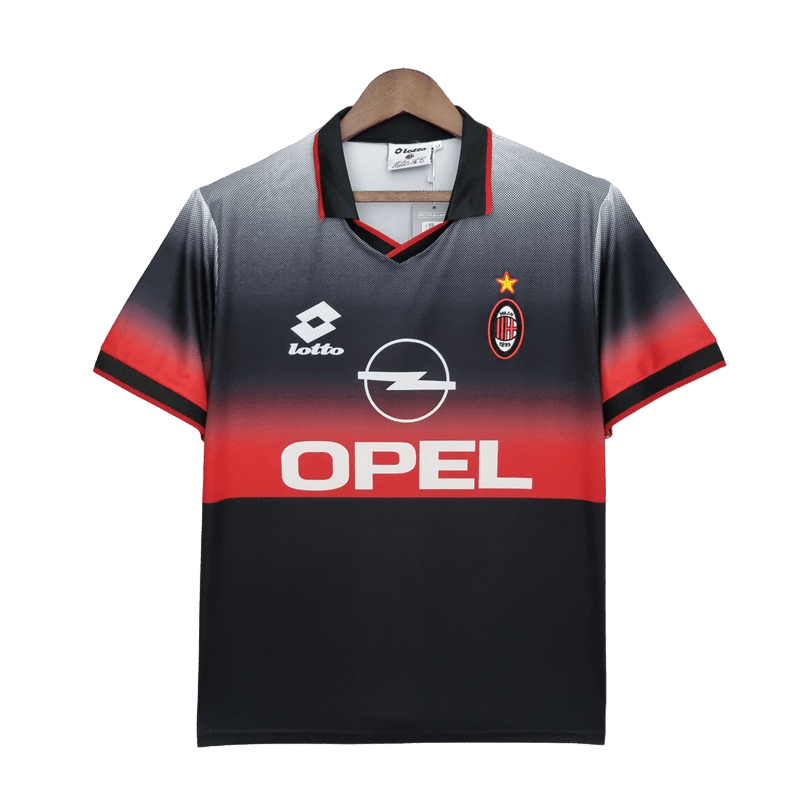 1995/1996 AC Milan Retro Jersey - OPEL & Training Black Kit Edition at GoVintageJersey Store