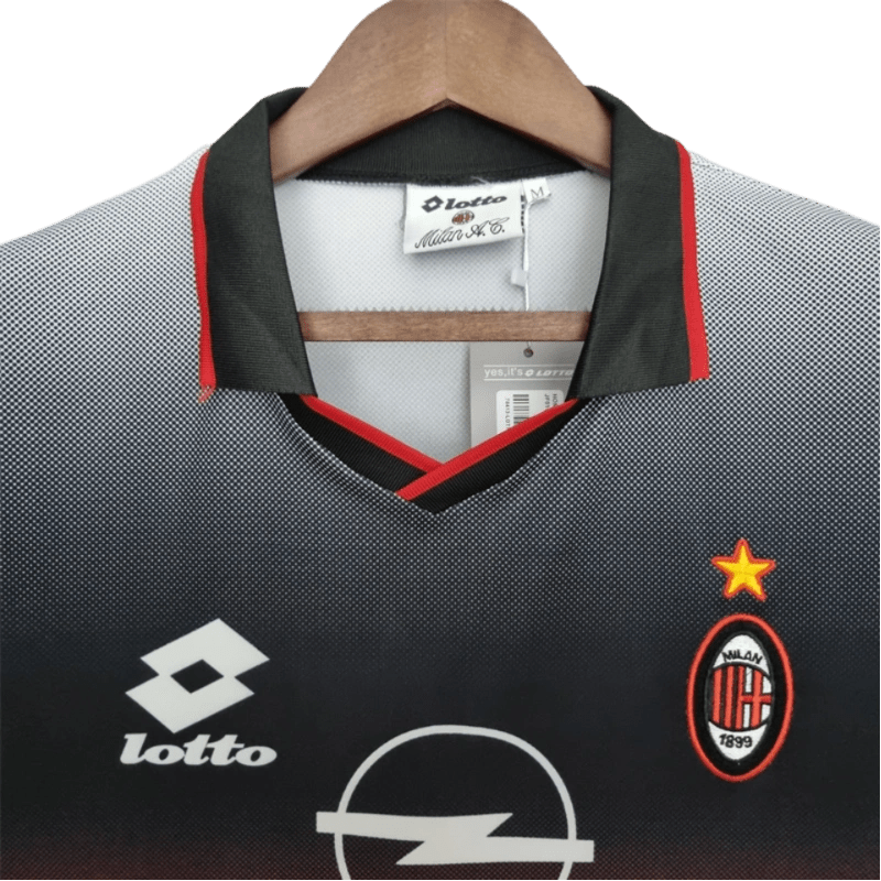 1995/1996 AC Milan Retro Jersey - OPEL & Training Black Kit Edition at GoVintageJersey Store