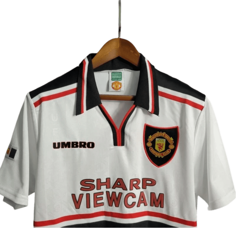 1997/1999 Manchester United SHARP VIEWCAM - White Away Retro Kit - ClassicKits433 - GovintageJersey