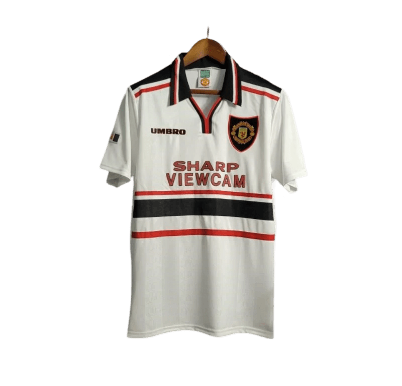 1997/1999 Manchester United SHARP VIEWCAM - White Away Retro Kit - ClassicKits433 - GovintageJersey