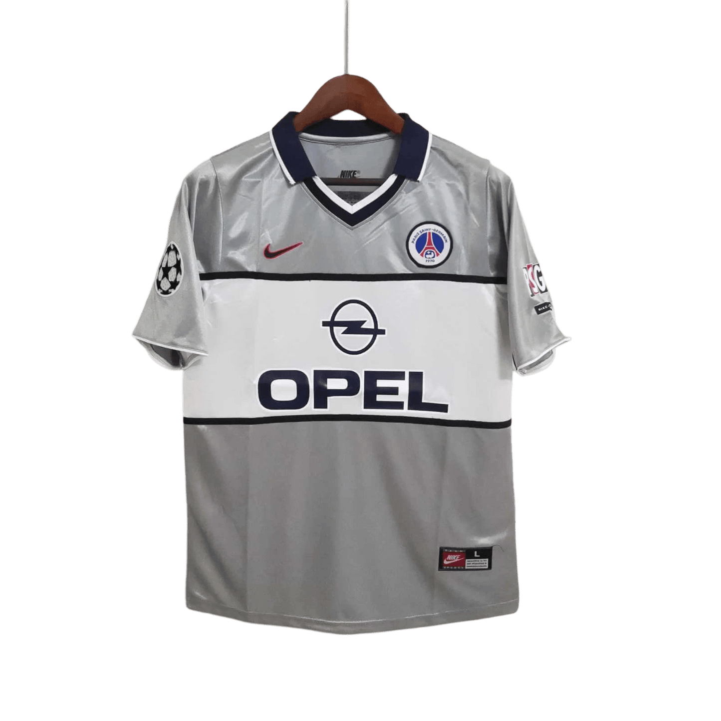 2000 -2001 Paris Saint Germain Opel Grey Away Retro kit 2000 -2001 Paris Saint Germain Opel Grey Away Retro kit