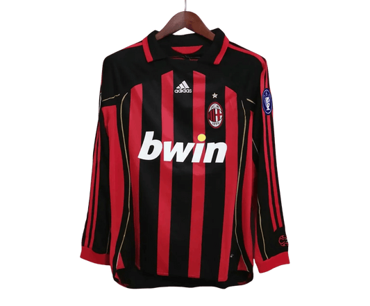 2006/2007 AC Milan Retro Kit - Bwin Home Edition - Long Sleeves at GoVintageJersey Store