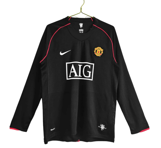 2007/2008 Manchester United AIG - Black Away Retro Kit – Long Sleeves - ClassicKits433 - GovintageJersey