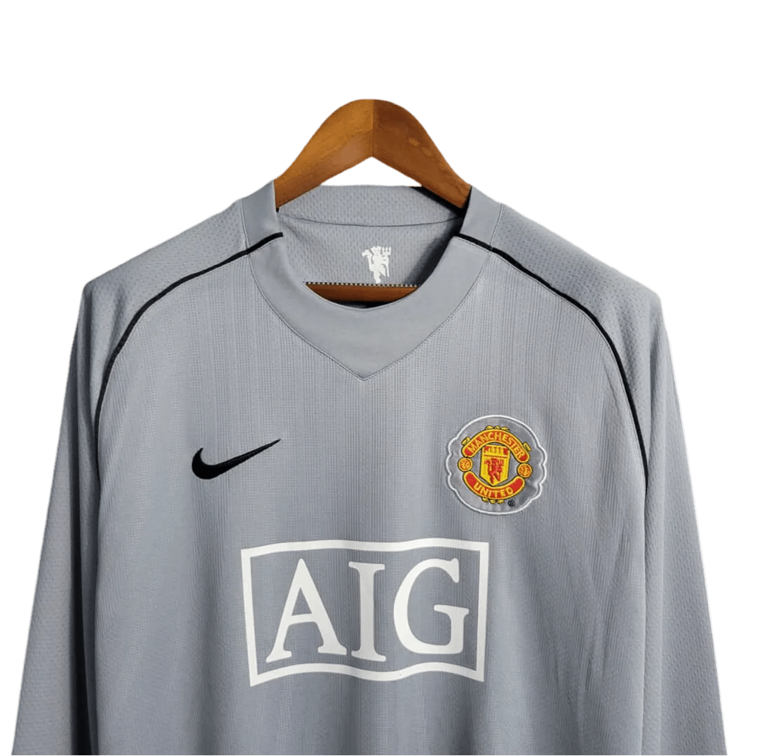 2007/2008 Manchester United AIG - Home Gray goalkeeper Retro Kit – Long Sleeve - ClassicKits433 - GovintageJersey