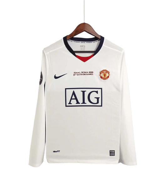 2008/2009 Manchester United AIG - Away White UCL final Retro Kit – Long Sleeves - ClassicKits433 - GovintageJersey