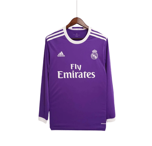 2016/2017 Real Madrid Fly Emirates - Away Purple Retro Kit - long sleeves - GovintageJersey