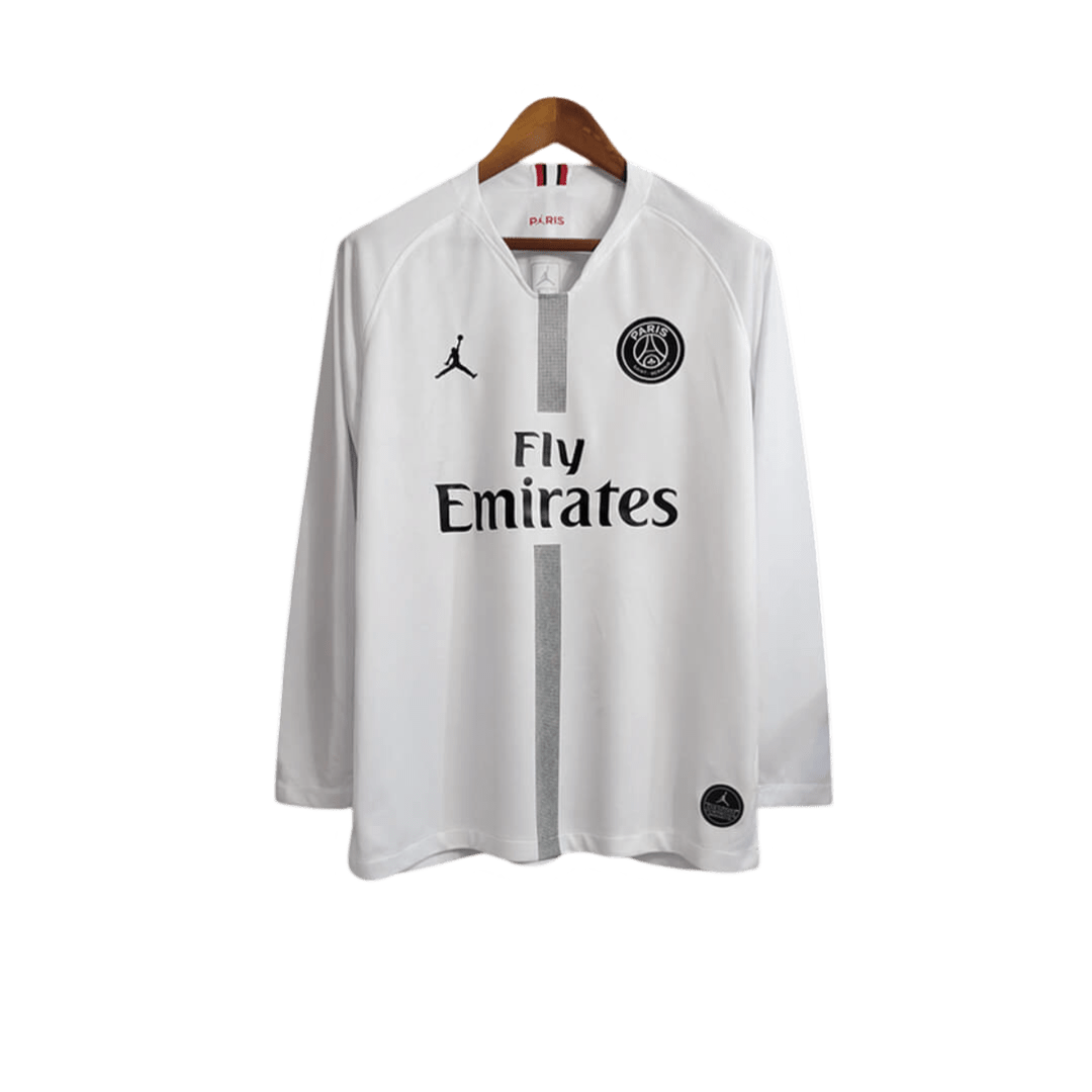 2018/2019 PARIS SAINT GERMAIN Fly Emirates - White Champions League Retro Kit – Long sleeve - GovintageJersey